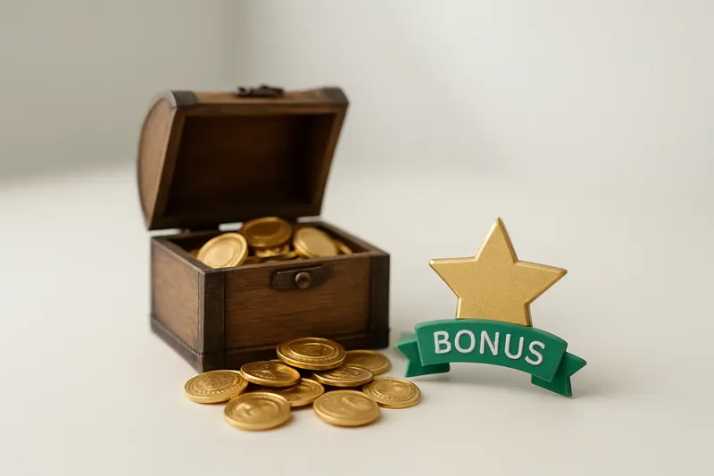 Small open treasure box spilling gold coins with bonus ribbon